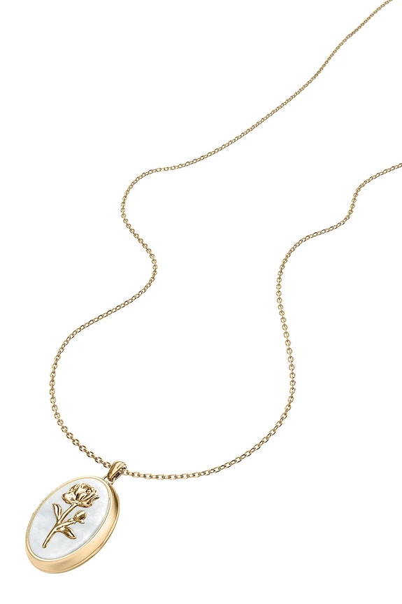 Fossil naszyjnik damski ze stali nierdzewnej masa perłowa Sutton JF04976710 złoty