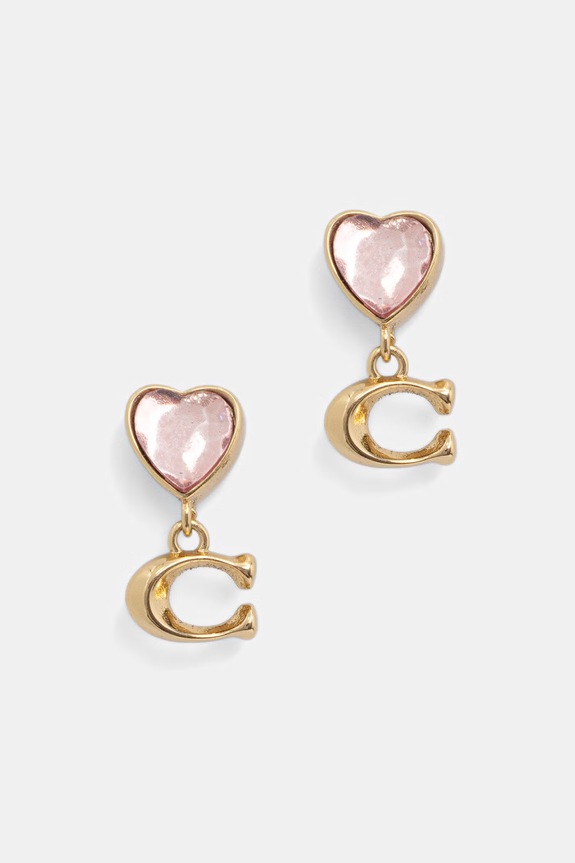 Coach cercei pentru femei din metal cu zirconiu cubic roz 37571440GLD650