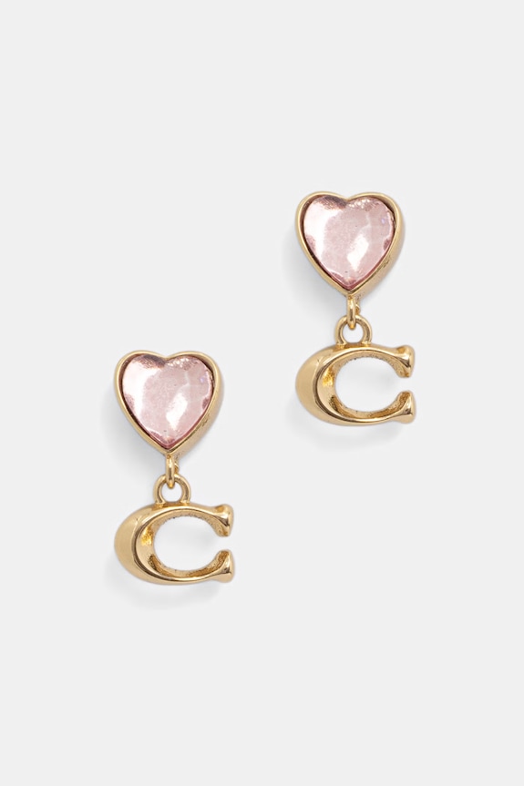 Coach cercei pentru femei din metal cu zirconiu cubic roz 37571440GLD650