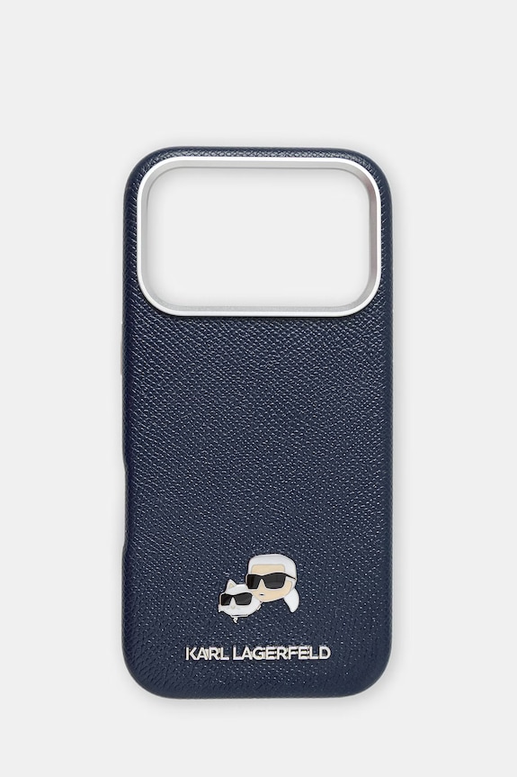Karl Lagerfeld puzdro na telefón z imitácie kože iPhone 17 Pro tmavomodrá KLHMP17L6PFKCLB