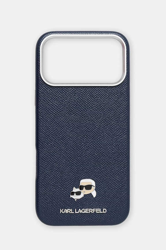 Karl Lagerfeld puzdro na telefón dámske z imitácie kože iPhone 17 Pro Max tmavomodrá KLHMP17X6PFKCLB