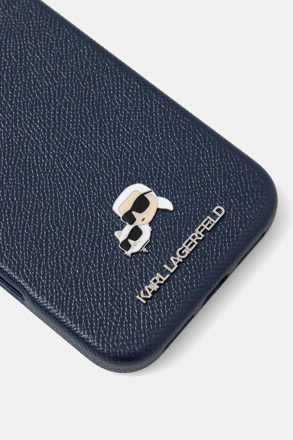 Karl Lagerfeld puzdro na telefón dámske z imitácie kože iPhone 17 Pro Max KLHMP17X6PFKCLB tmavomodrá AA00