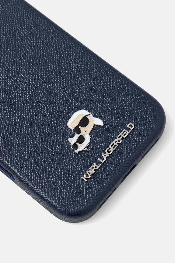 Karl Lagerfeld puzdro na telefón dámske z imitácie kože iPhone 17 Pro Max KLHMP17X6PFKCLB tmavomodrá AA00