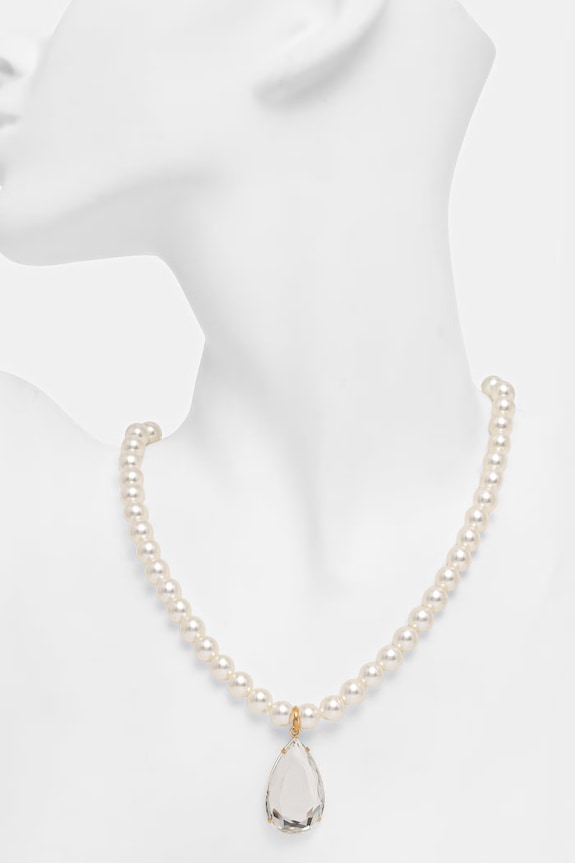 Doplnky Lilou náhrdelník dámsky Glamour 275/380/LAN/PEB/BIA/PO béžová