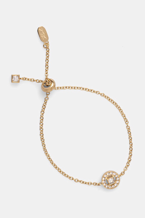 Karl Lagerfeld náramek dámský z nerezové oceli s krystalem zlatá KLBJX13