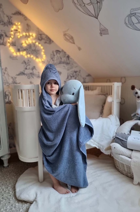 Effiki ręcznik bawełniany dziecięcy 95x95 cm niebieski Recznik.z.kaptur.marngr