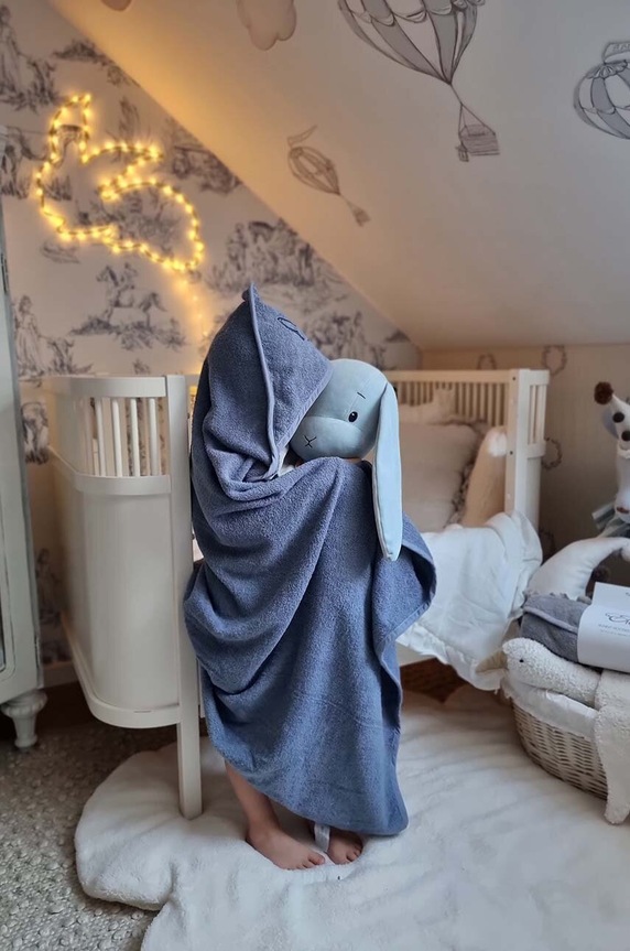 Effiki ręcznik bawełniany dziecięcy 95x95 cm niebieski Recznik.z.kaptur.marngr