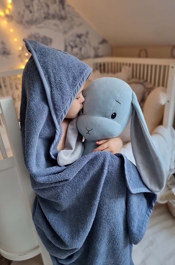 Effiki ręcznik bawełniany dziecięcy 95x95 cm Recznik.z.kaptur.marngr niebieski