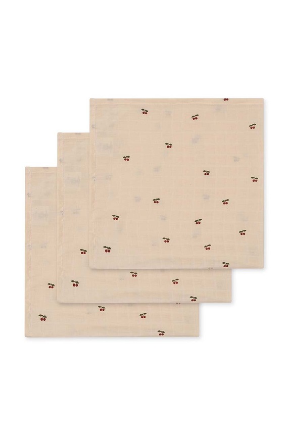 Konges Sløjd pieluszka niemowlęca 3-pack MUSLIN CLOTH GOTS Produkt niemowlęcy beżowy KS5708