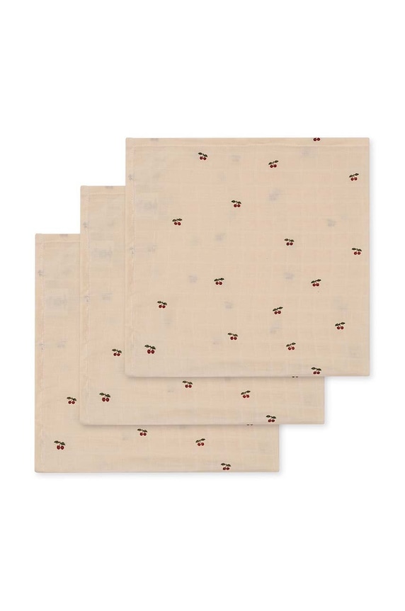 Konges Sløjd pieluszka niemowlęca 3-pack MUSLIN CLOTH GOTS Produkt niemowlęcy beżowy KS5708