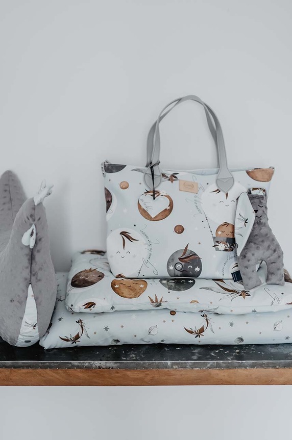 BIMBA La Millou peluche neonati Minky FLY ME TO THE MOON SKY PURE 142273.Maskotka.Krolik. grigio