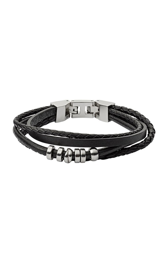 Fossil - Bransoletka skórzana JF03183040 czarny JF03183040
