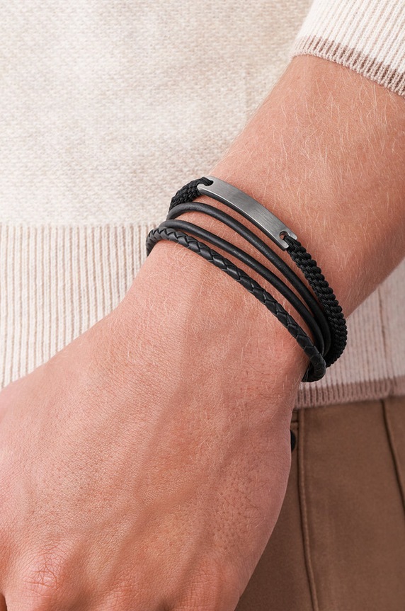 Accessori Fossil bracciale in pelle JF03185793 nero