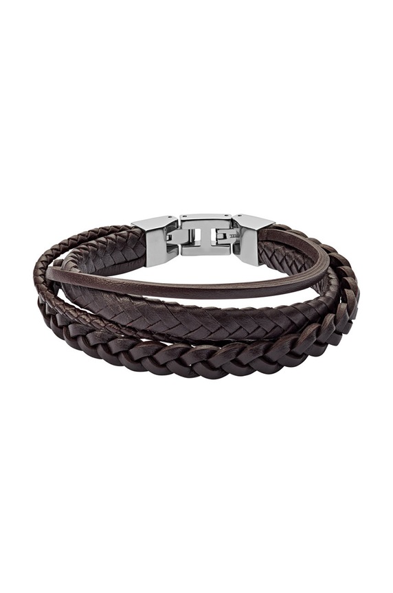 Fossil - Bransoletka skórzana JF03190040 brązowy JF03190040