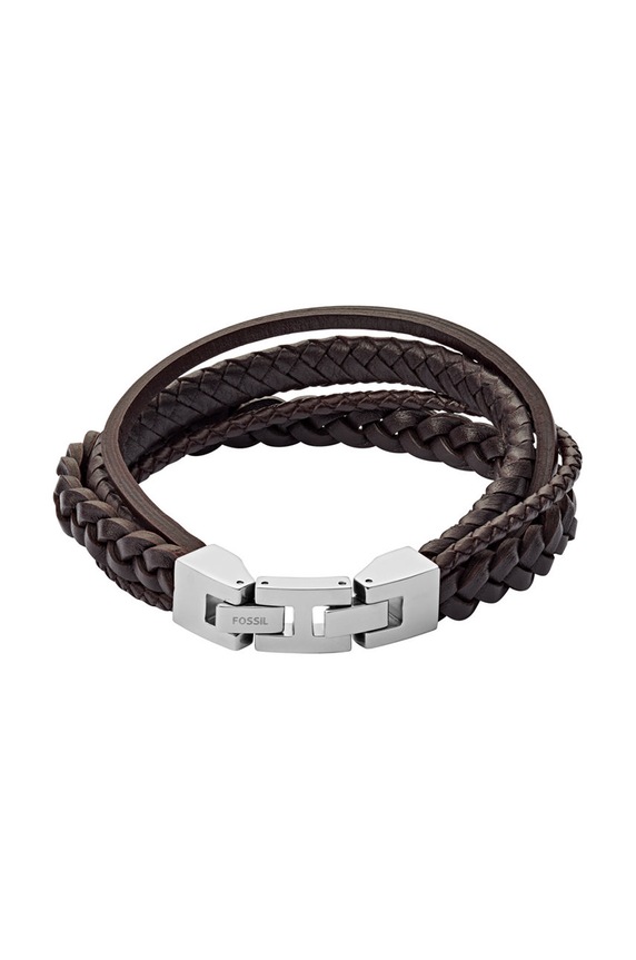 Fossil - Bransoletka skórzana JF03190040 JF03190040 brązowy AA00