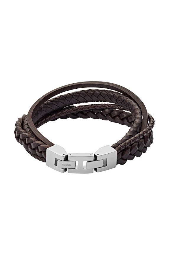 Fossil - Bransoletka skórzana JF03190040 JF03190040 brązowy AA00