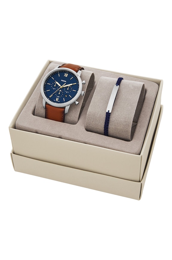 FOSSIL - Zegarek FS5708SET + bransoletka FS5708SET brązowy