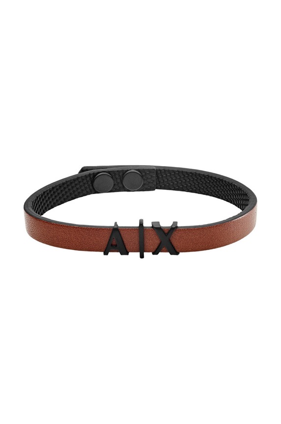 Armani Exchange - Bransoletka skórzana AXG0054001 brązowy AXG0054001