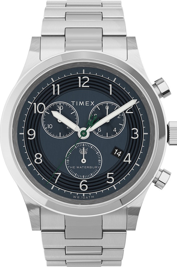 Timex zegarek TW2U90900 Waterbury Traditional Chronograph srebrny TW2U90900