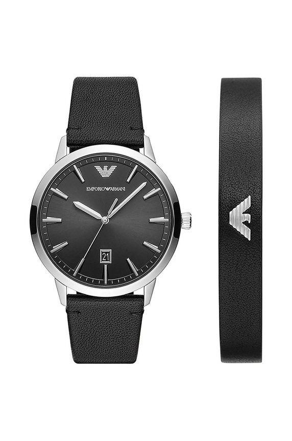 Hodinky a náramek Emporio Armani stříbrná AR80064SET
