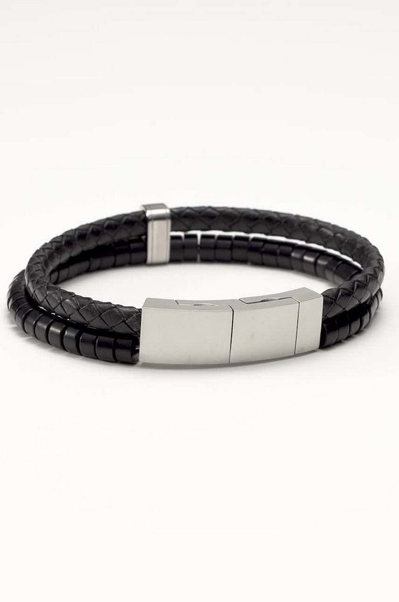 Fossil bransoletka skórzana czarny JF04082040