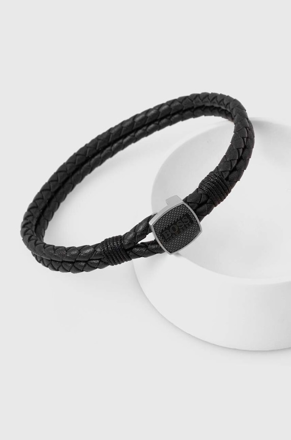 BOSS bratara de piele negru 1580047M