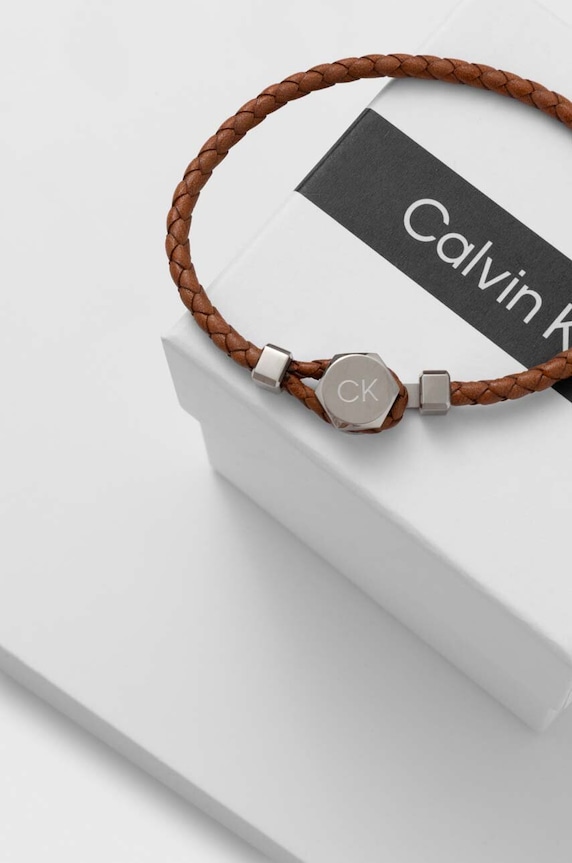 Calvin Klein bransoletka skórzana 35000261 brązowy AA00