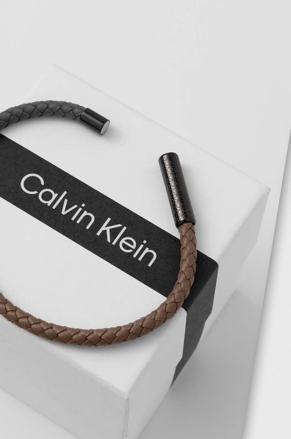 Calvin Klein bransoletka skórzana 35000103 brązowy AA00