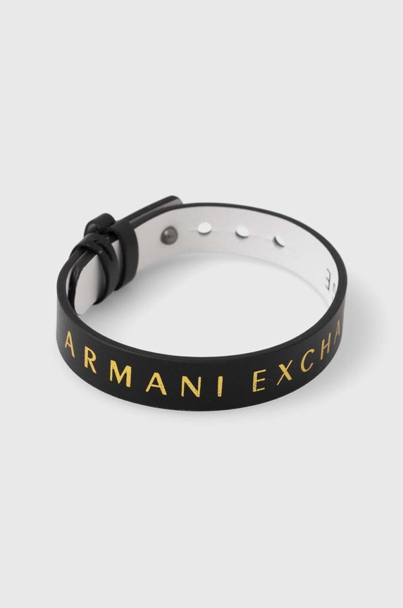 Armani Exchange bransoletka skórzana dwustronna czarny AXG0107040