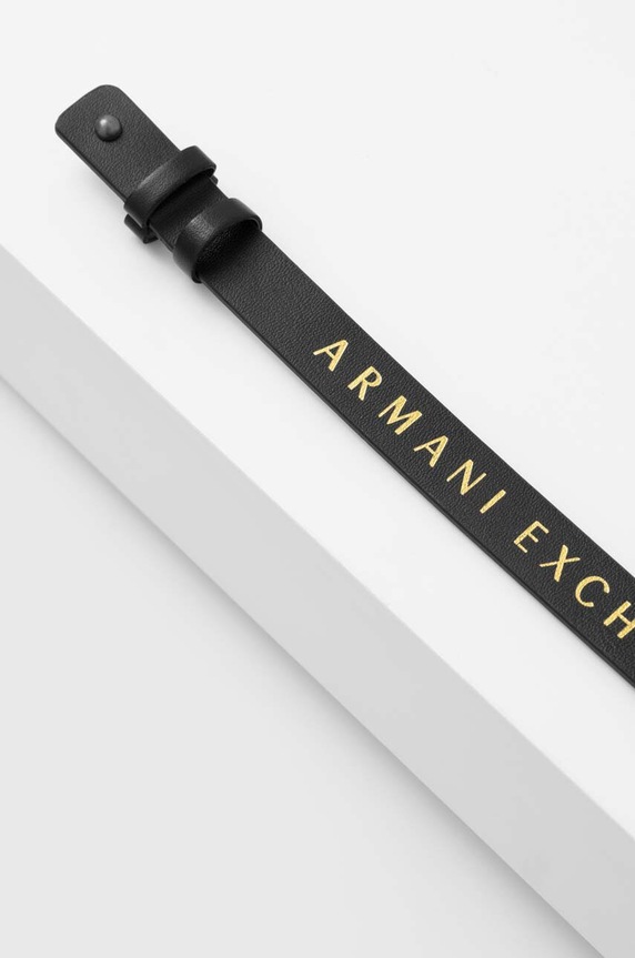 Armani Exchange bransoletka skórzana dwustronna AXG0107040 czarny AA00