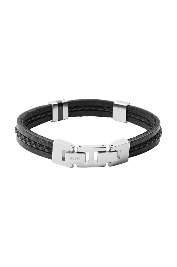 Δερμάτινο βραχιόλι Fossil JF03686040 μαύρο AA00