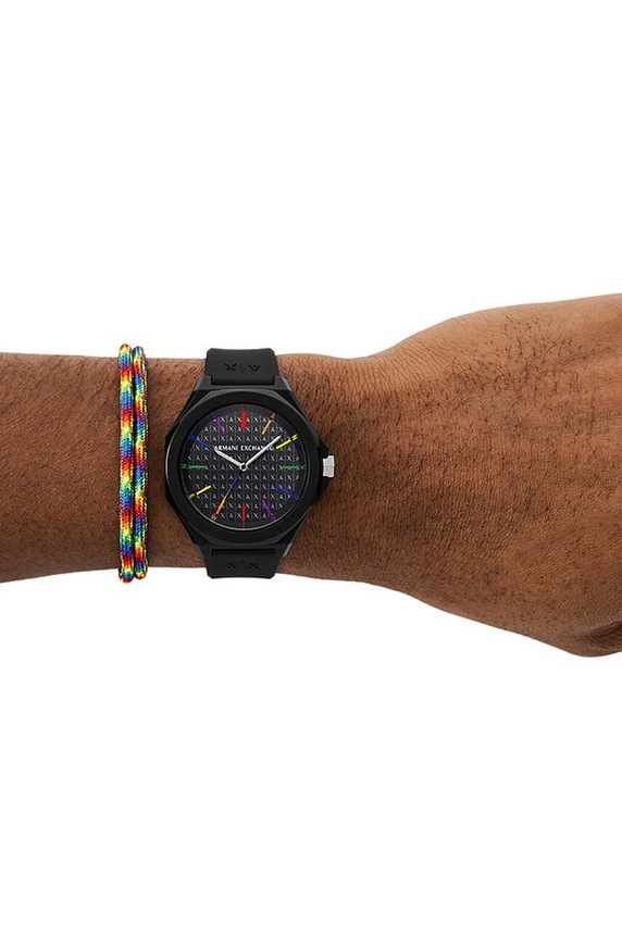 Armani Exchange zegarek i bransoletka AX7158SET czarny