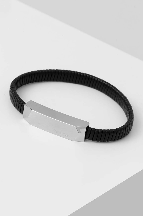 Calvin Klein bracciale in pelle vera pelle nero 35100012