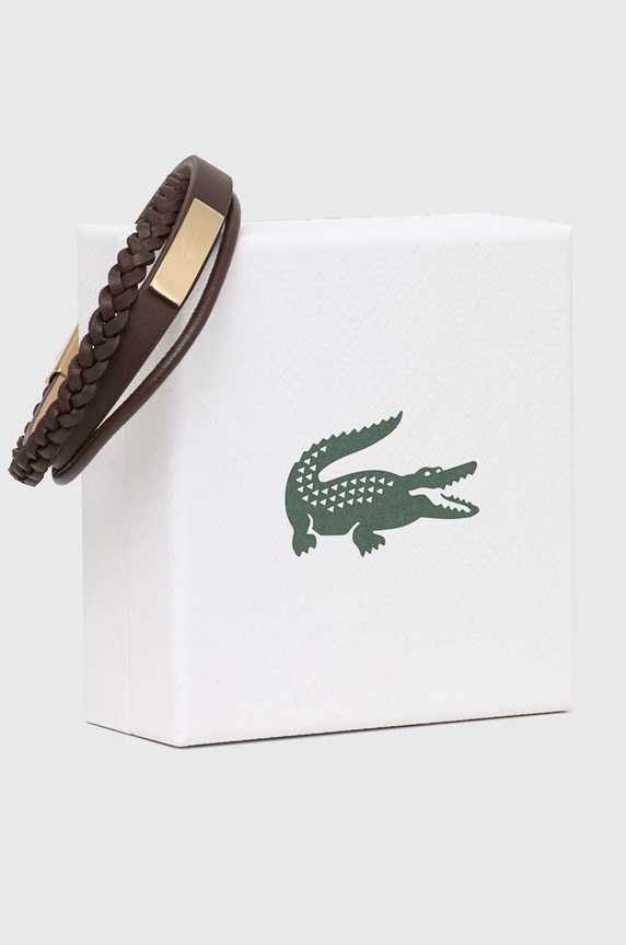 Lacoste bracciale in pelle 2040317 marrone AA00