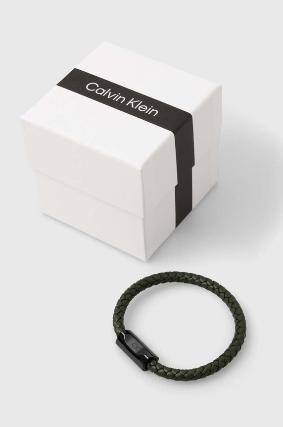 Calvin Klein bransoletka skórzana 35000572 zielony AA00