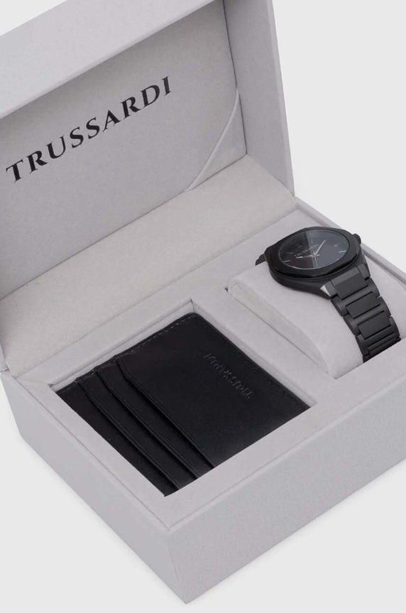 Trussardi zegarek i etui na karty R2453156007 czarny