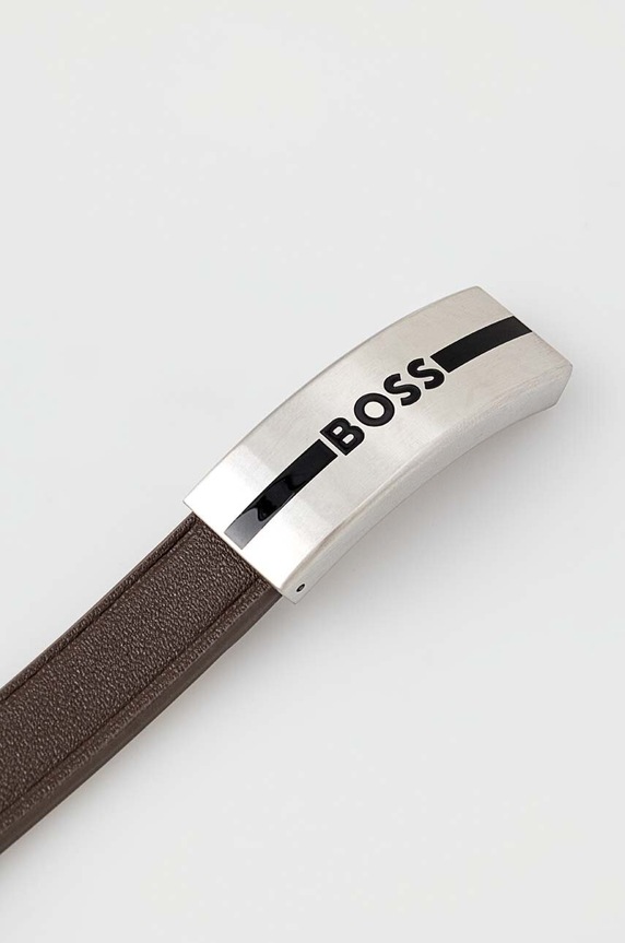 BOSS bransoletka skórzana 1580496S brązowy AA00