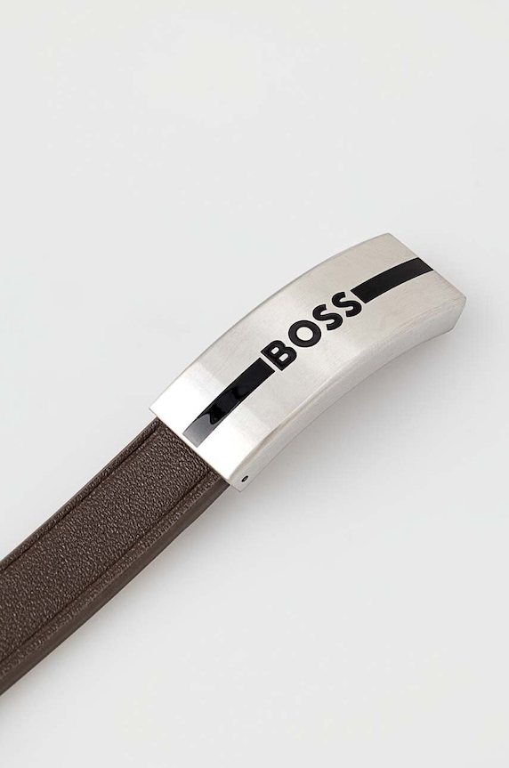 BOSS bransoletka skórzana 1580496S brązowy AA00