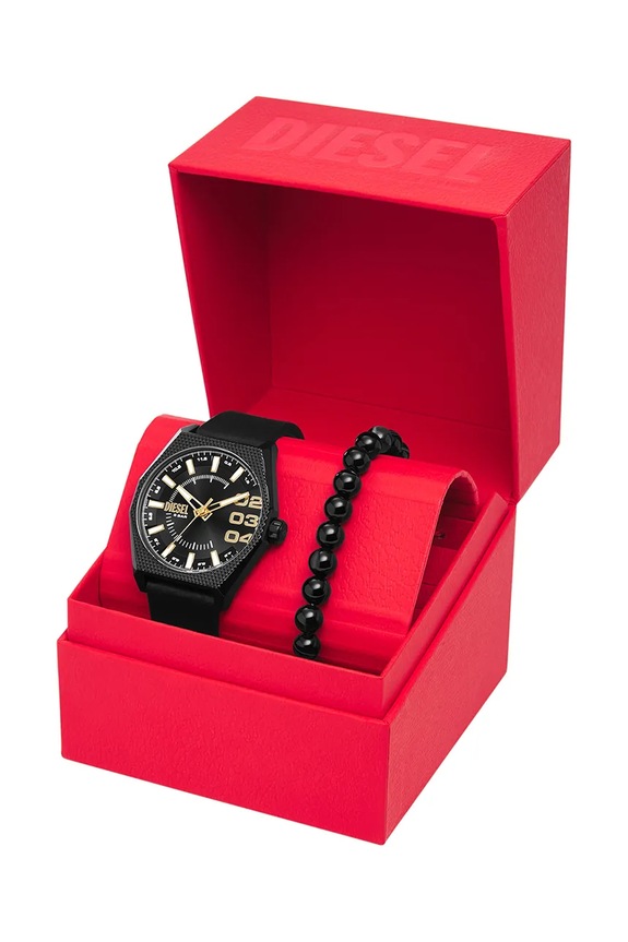 Diesel zegarek i bransoletka DOUBLE SCRAPER DZ2210SET czarny