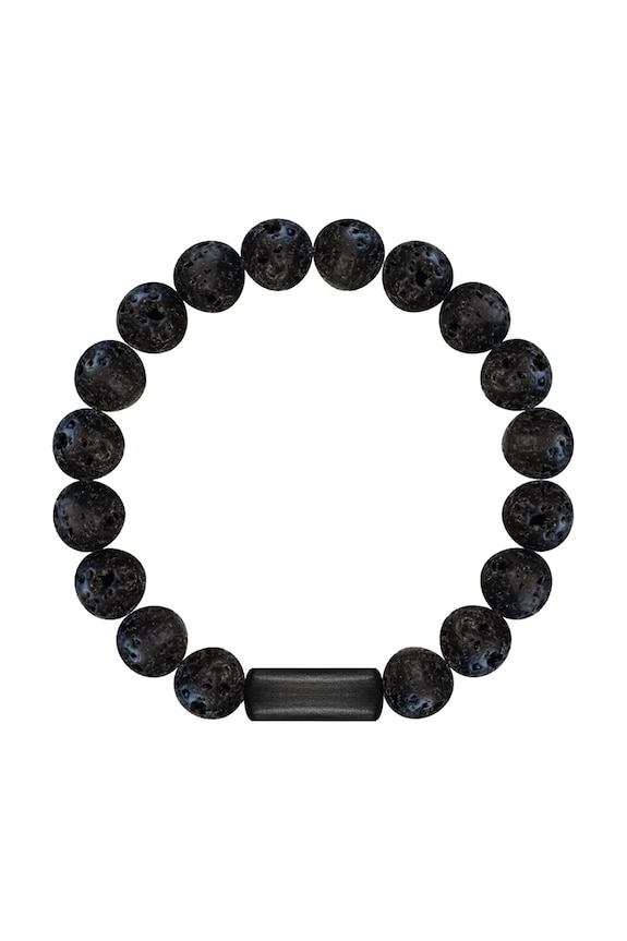 Lilou természetes kövekkel díszített karkötő Stones természetes kő fekete 226/190/BRA/ASH/NO1/80