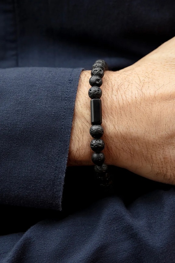 Lilou természetes kövekkel díszített karkötő Stones 226/190/BRA/ASH/NO1/80 fekete AA00