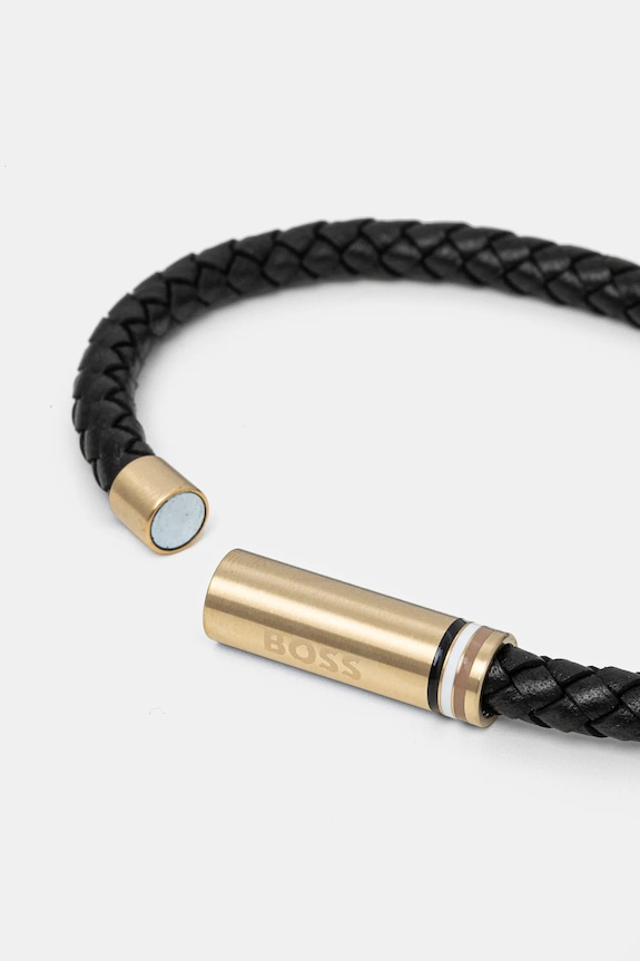 Δερμάτινο βραχιόλι BOSS 1580624 μαύρο AA00