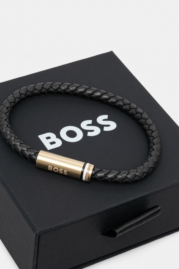 Αξεσουάρ Δερμάτινο βραχιόλι BOSS 1580624 μαύρο