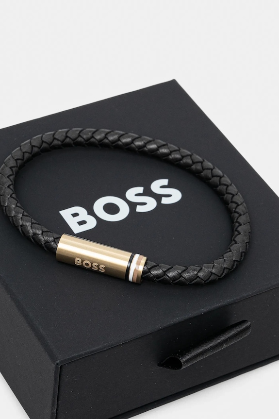 Αξεσουάρ Δερμάτινο βραχιόλι BOSS 1580624 μαύρο