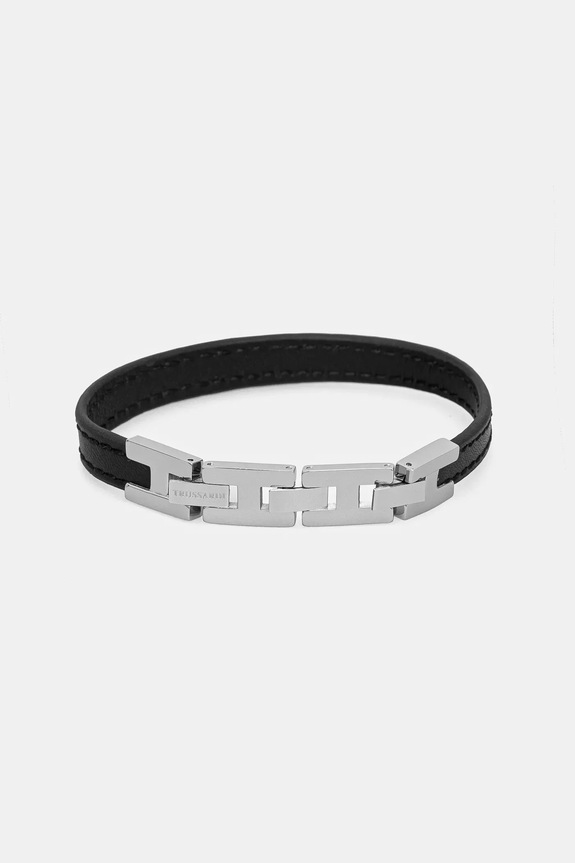 Trussardi bracciale in pelle T-LEATHER vera pelle nero TJAXV20