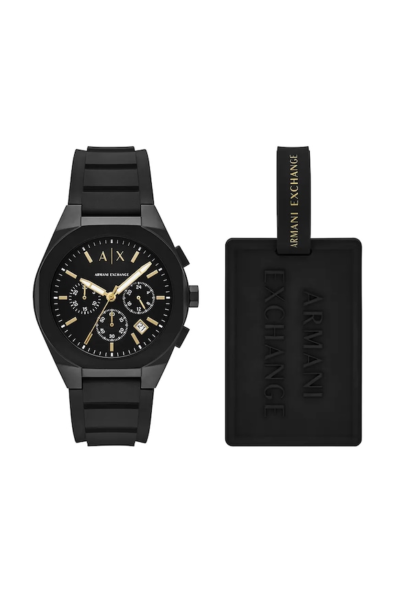 Годинник і багажна бирка Armani Exchange RAFAEL чорний AX7165SET