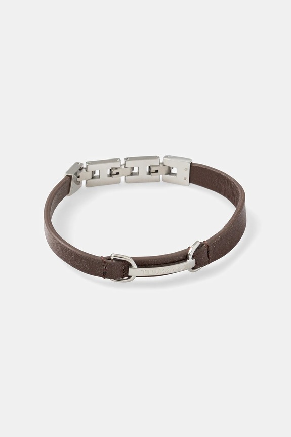Trussardi bracciale in pelle T-LEATHER vera pelle marrone TJAXZ07