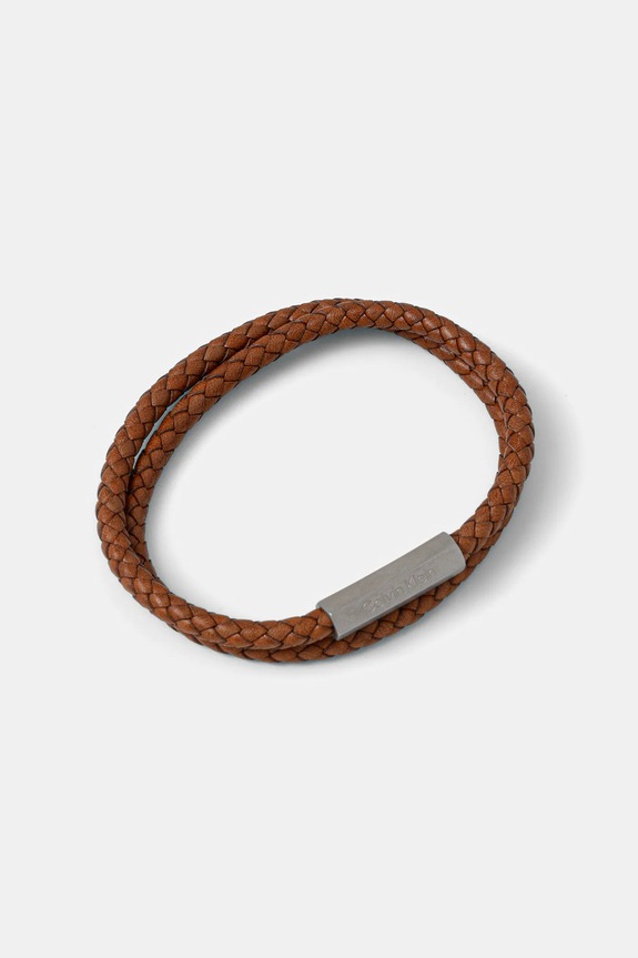 Calvin Klein bracciale in pelle vera pelle marrone 35000210