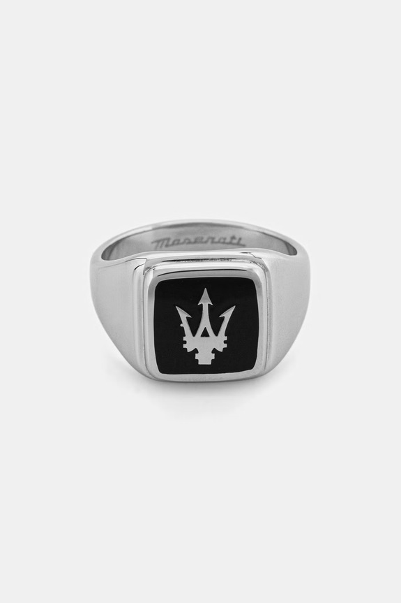 MASERATI sygnet męski metalowy ICONIC srebrny JM222AVD070