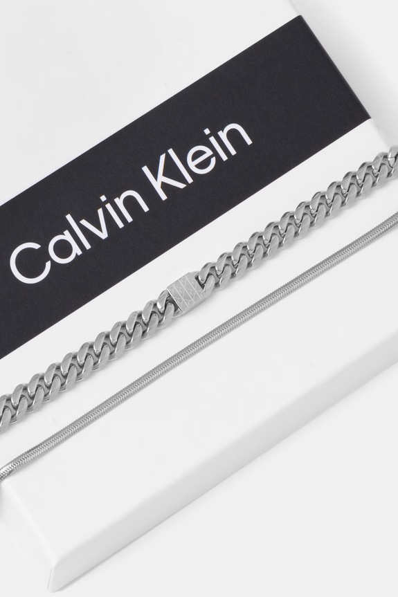 Accesorii Calvin Klein brățară pentru bărbați, din oțel inoxidabil pachet de 2 35100091 argintiu